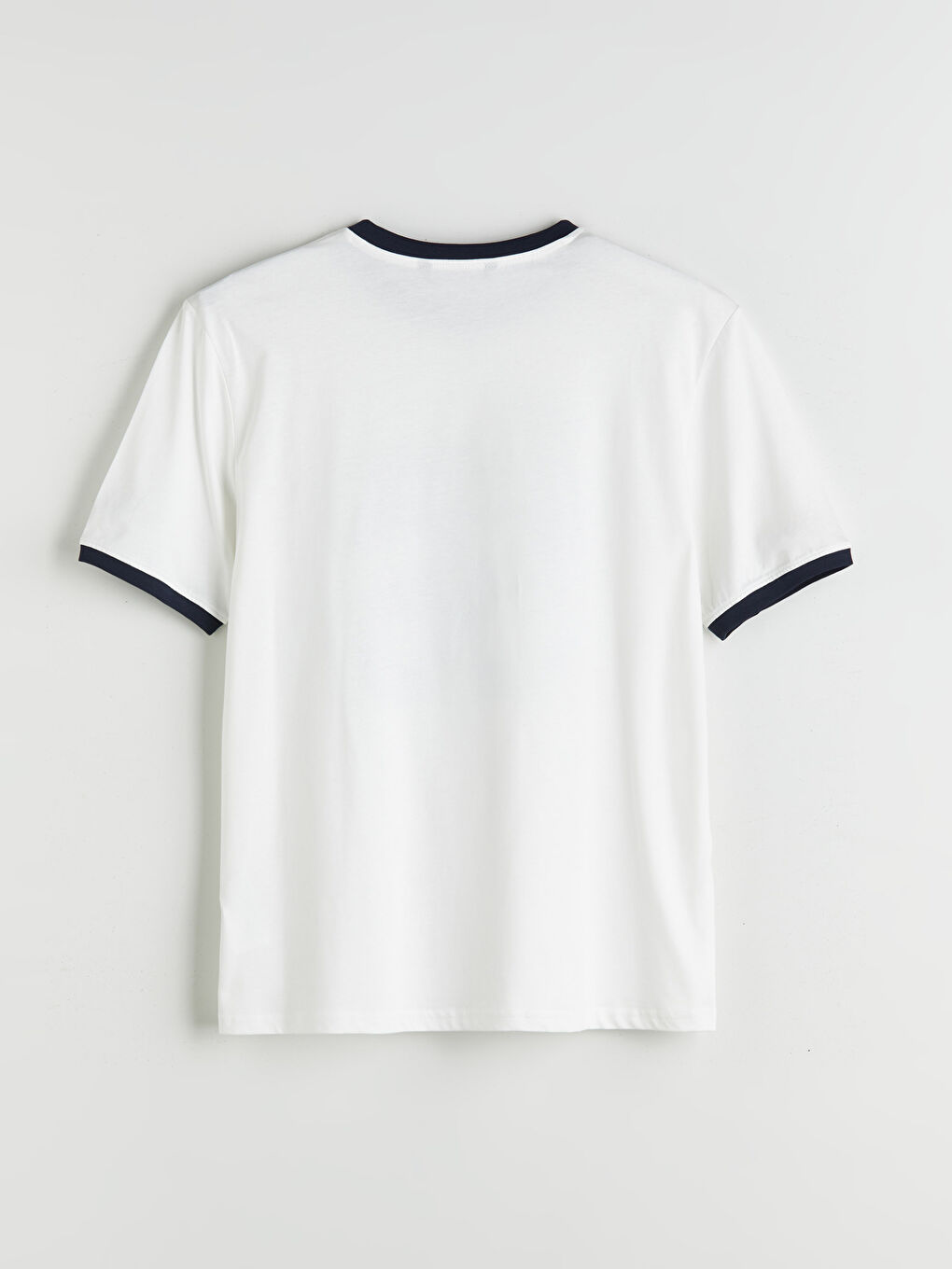 Ekru Bisiklet Yaka Baskılı Penye Erkek Tişört-5