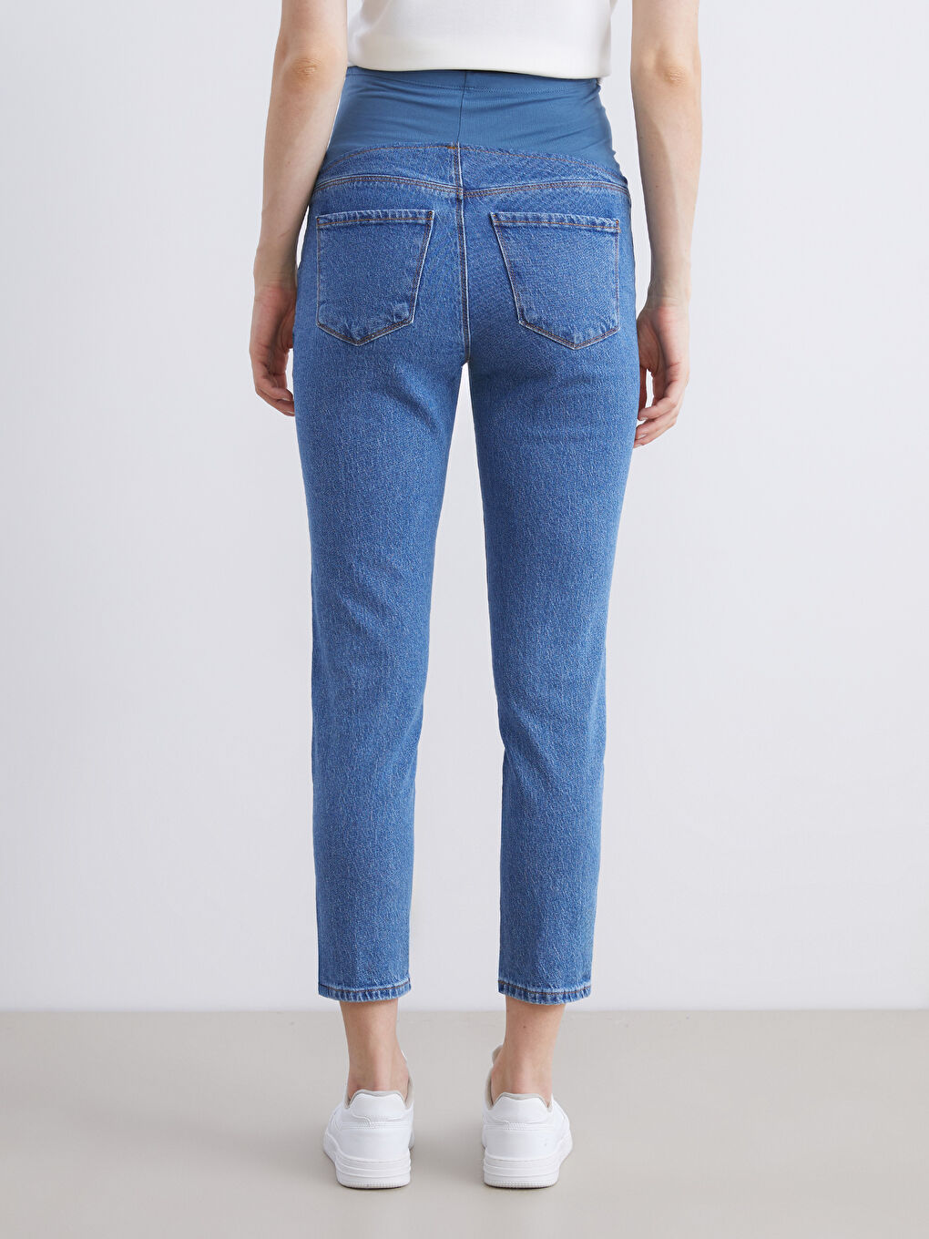İndigo Karın Panelli Slim Mom Hamile Jean Pantolon-4