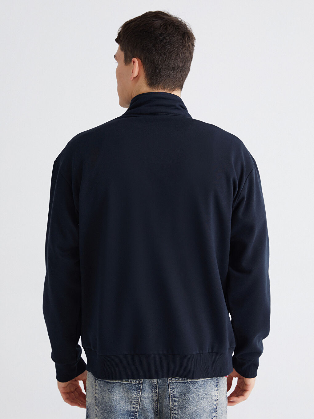 Funnel Neck Printed Men's Sweatshirt-3