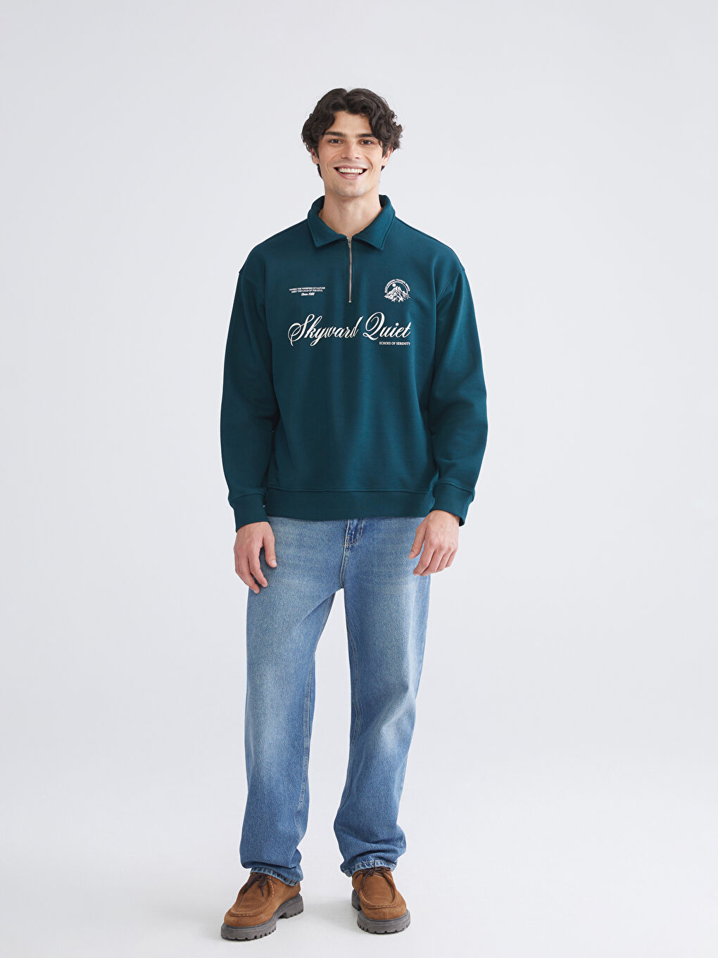 كنزة رياضية مطبوعة بياقة بولو للرجال-1