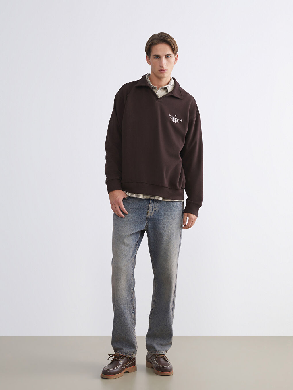 Polo Neck Printed Men's Sweatshirt-1