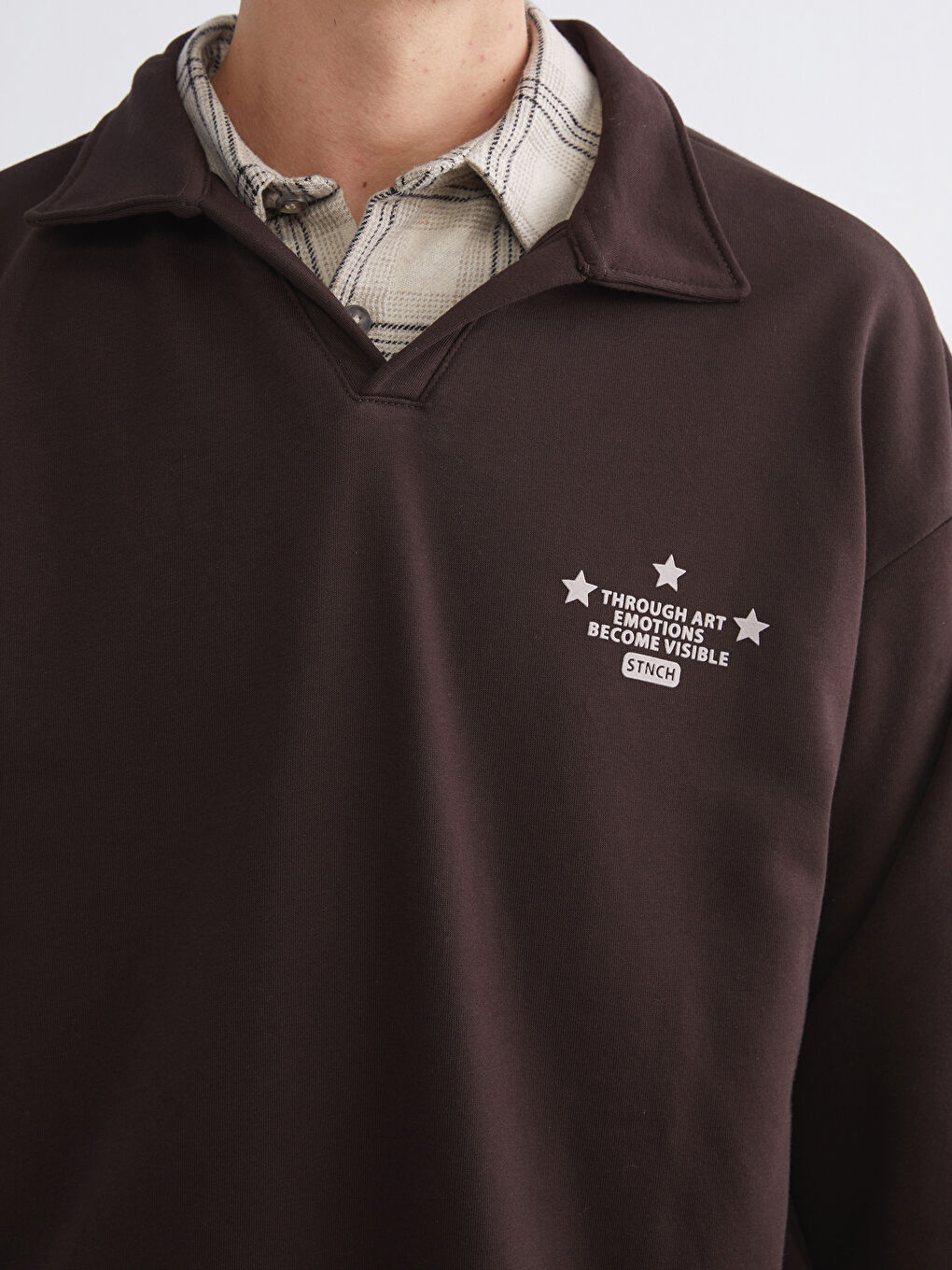 Polo Neck Printed Men's Sweatshirt-2