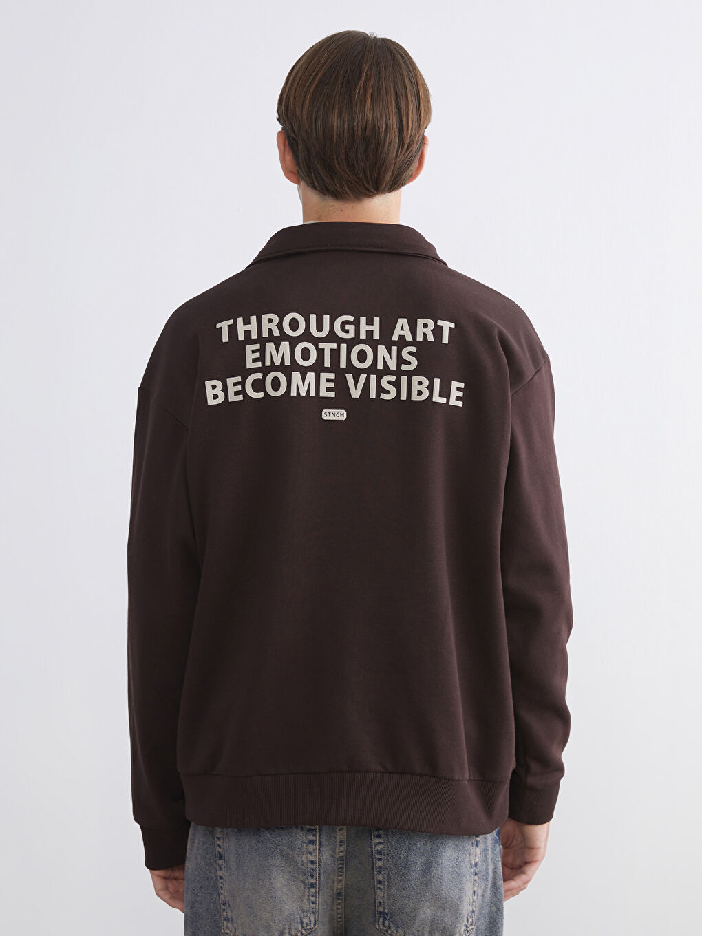 Polo Neck Printed Men's Sweatshirt-3