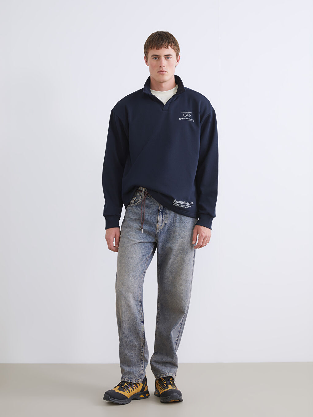 Funnel Neck Printed Men's Sweatshirt-1