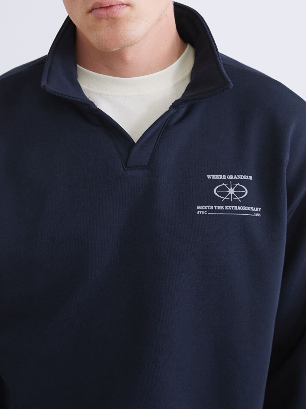 Funnel Neck Printed Men's Sweatshirt-2