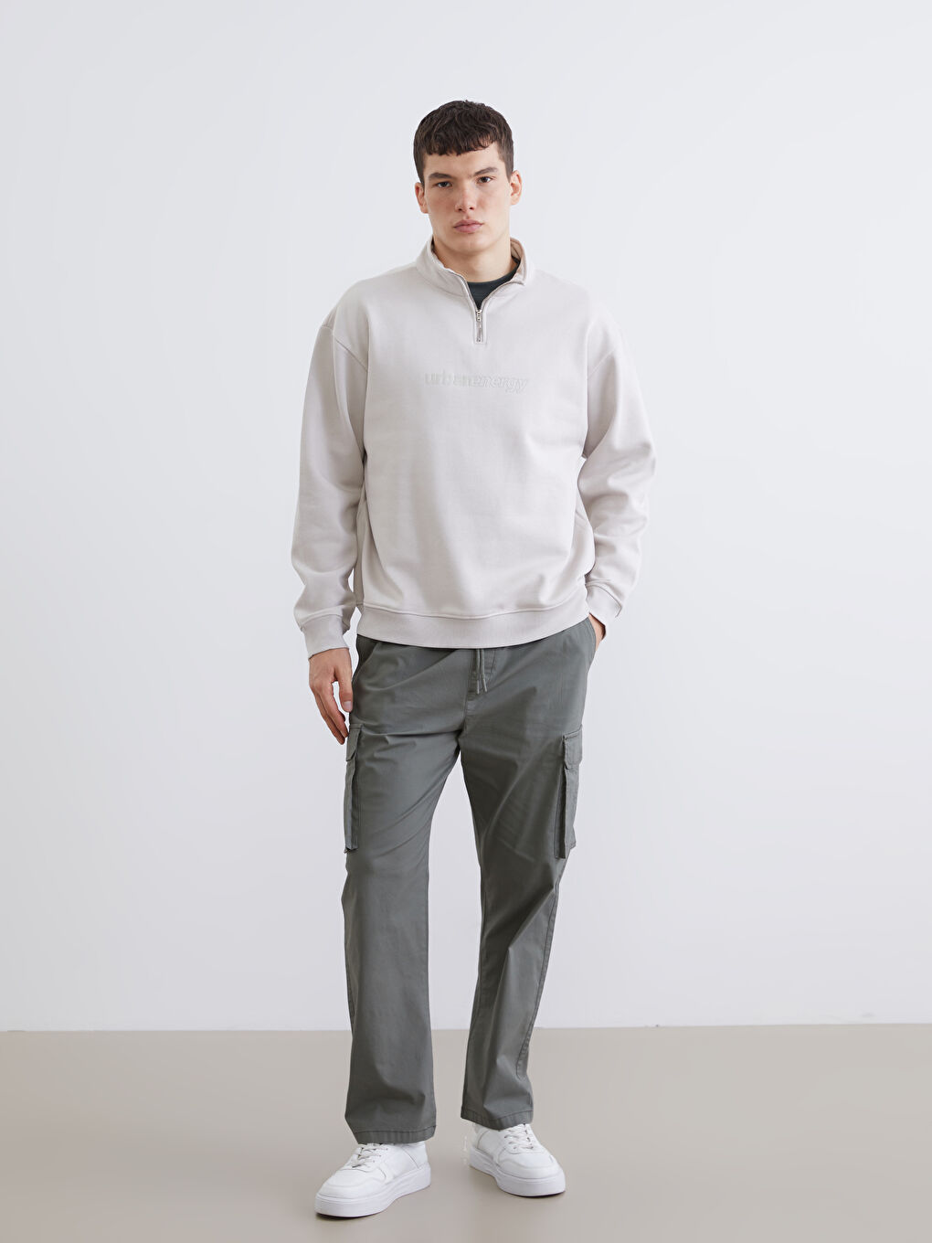 Funnel Neck Printed Men's Thick Sweatshirt-1