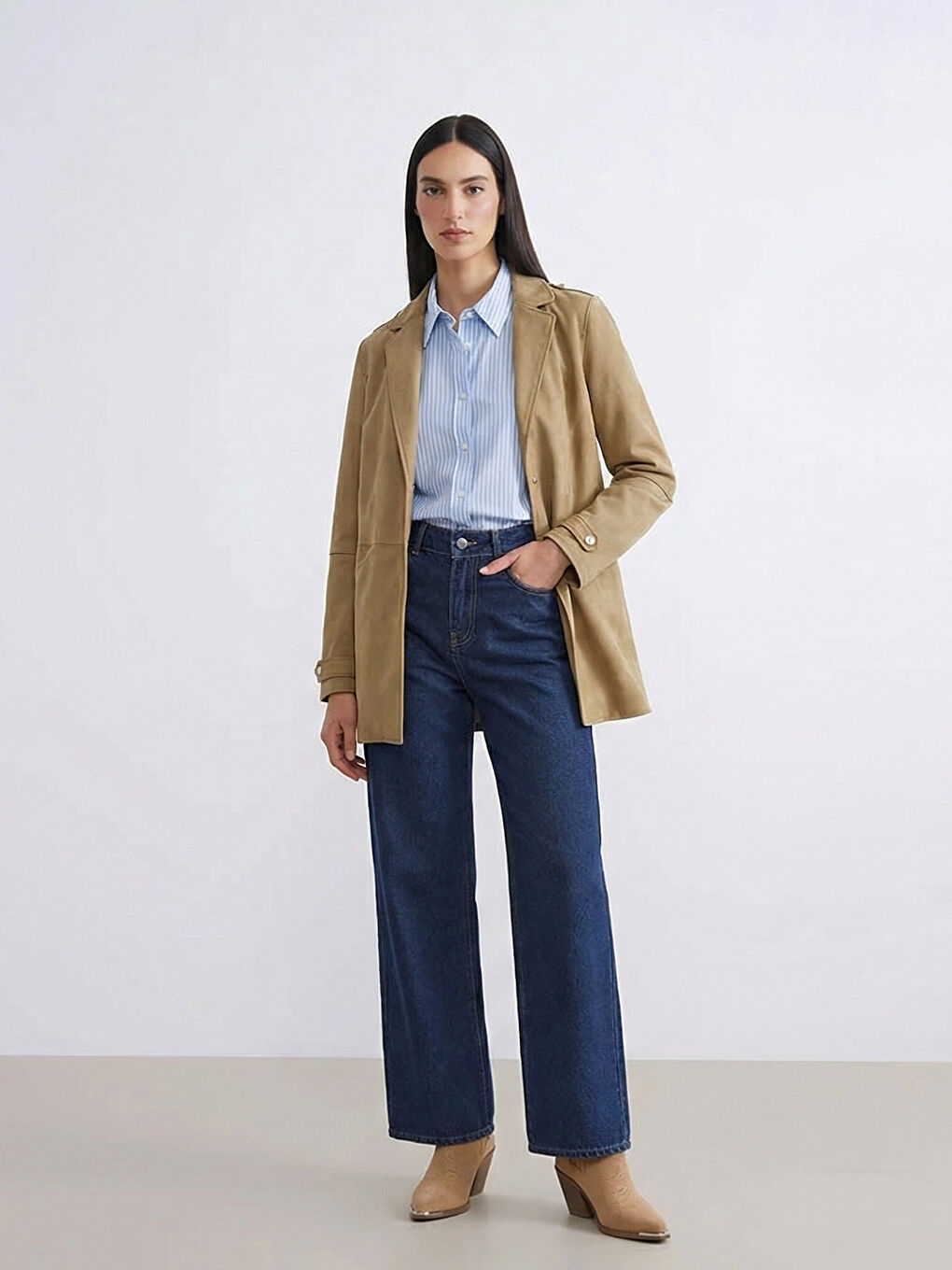 Haki Kadın Süet Blazer Ceket-1