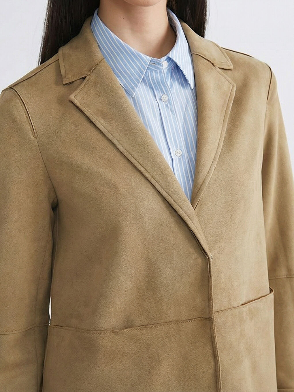 Haki Kadın Süet Blazer Ceket-3