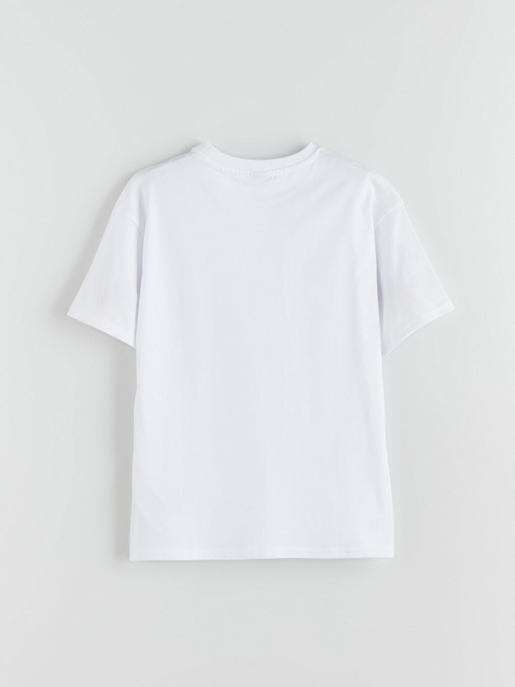 Beyaz Bisiklet Yaka Basic Erkek Çocuk Tişört-2