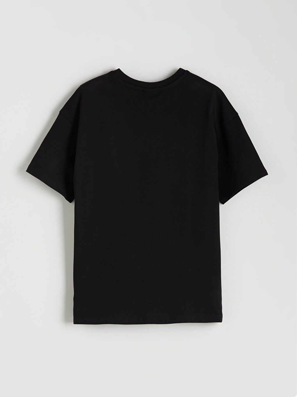 Siyah Bisiklet Yaka Basic Erkek Çocuk Tişört-1