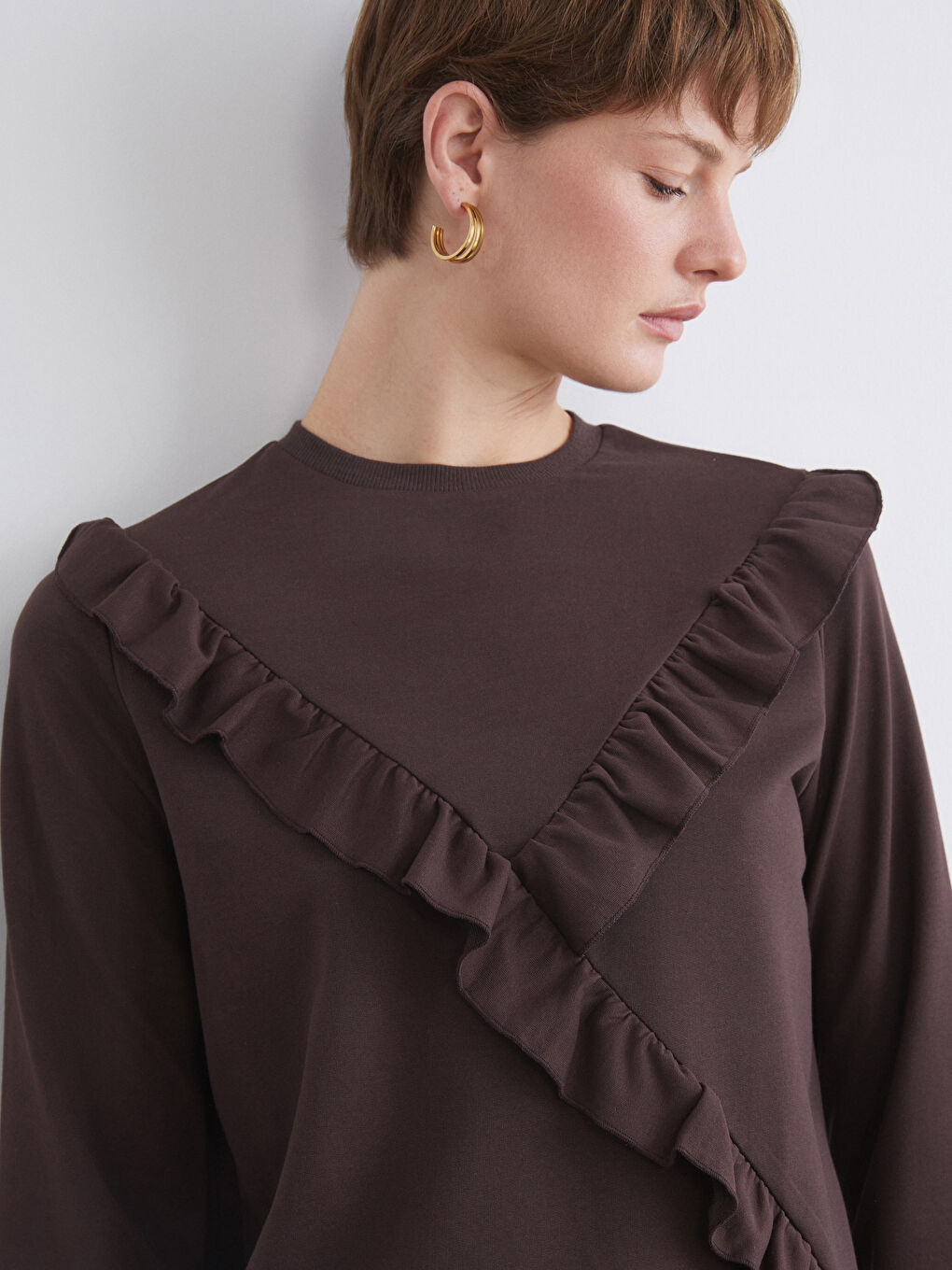 LCW ECO Woman BROWN Sweatshirt Tunic -W5I198Z8-JR3