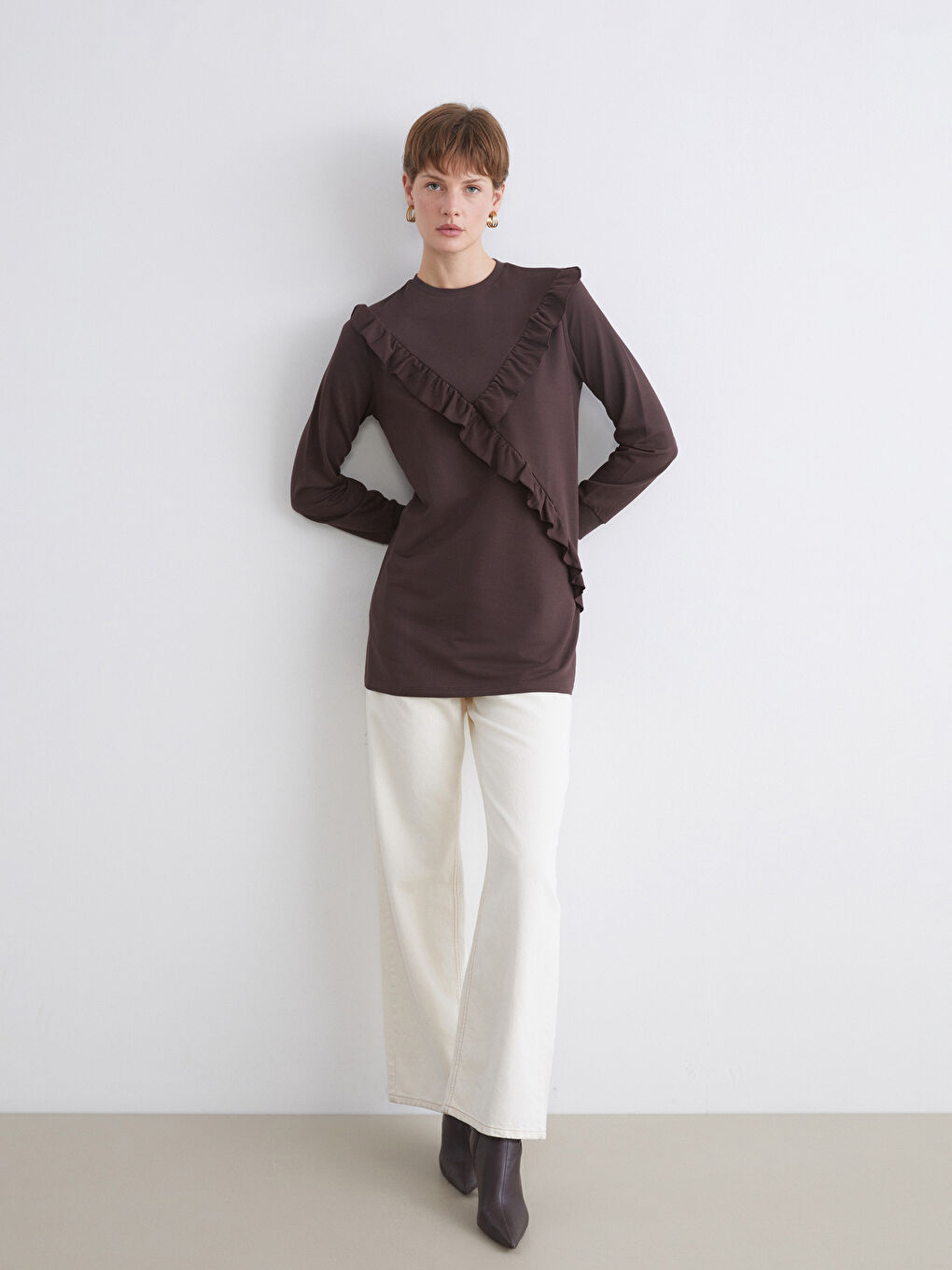 LCW ECO Woman BROWN Sweatshirt Tunic -W5I198Z8-JR3
