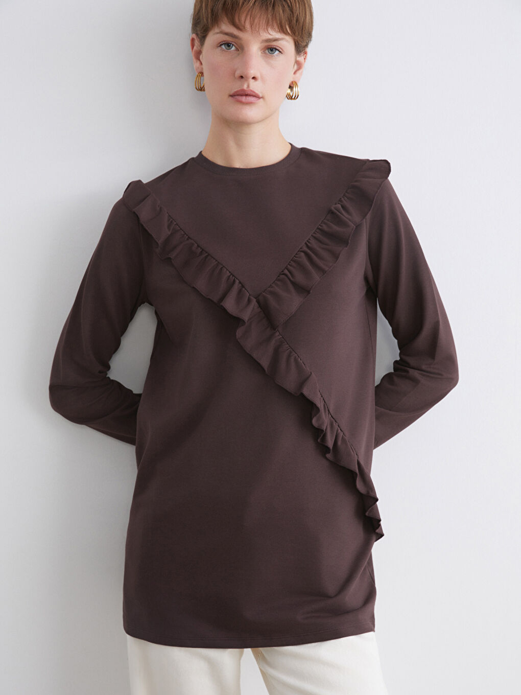 LCW ECO Woman BROWN Sweatshirt Tunic -W5I198Z8-JR3