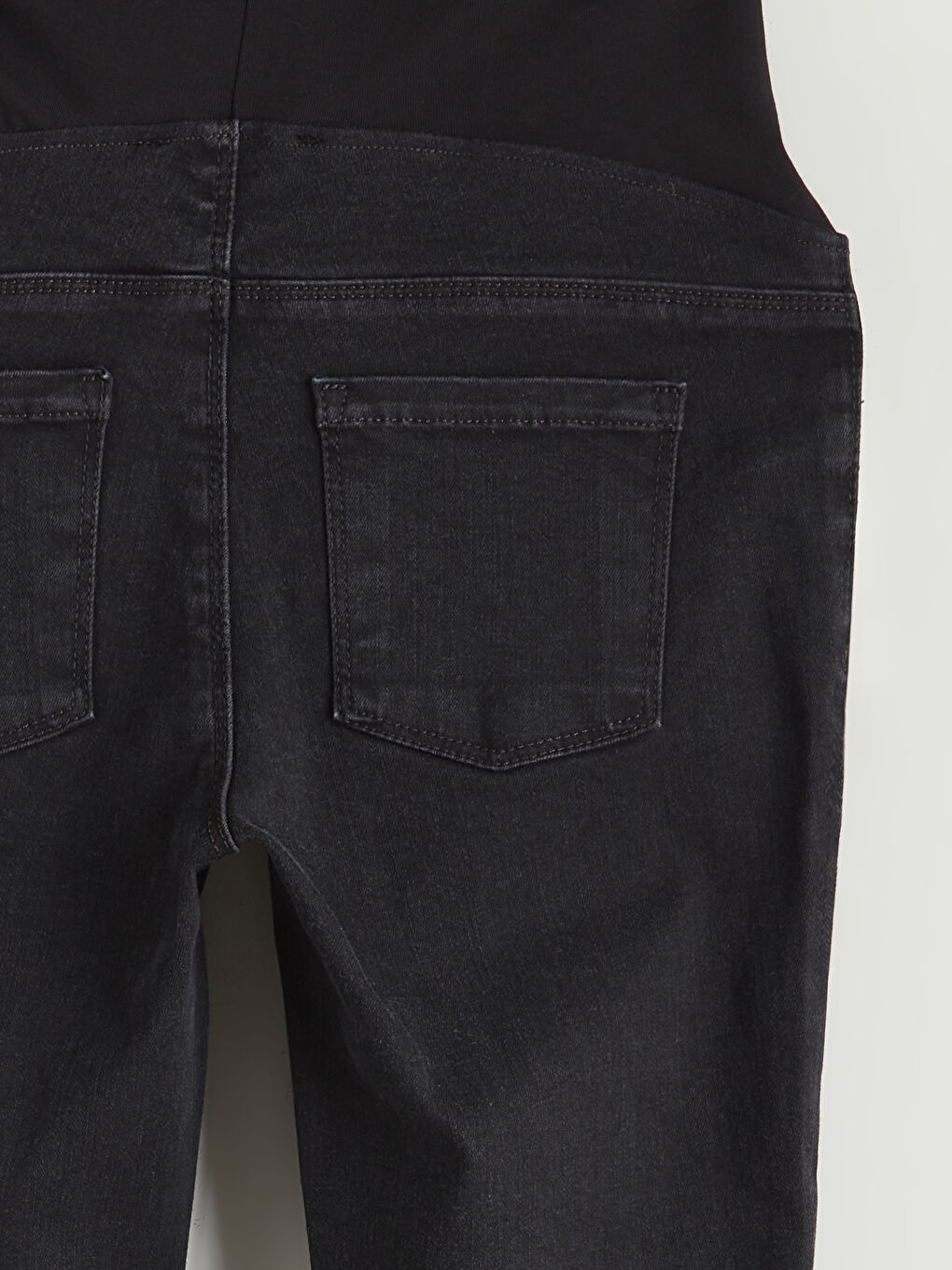 Siyah Karın Panelli Slim Mom Kadın Jean Pantolon-1