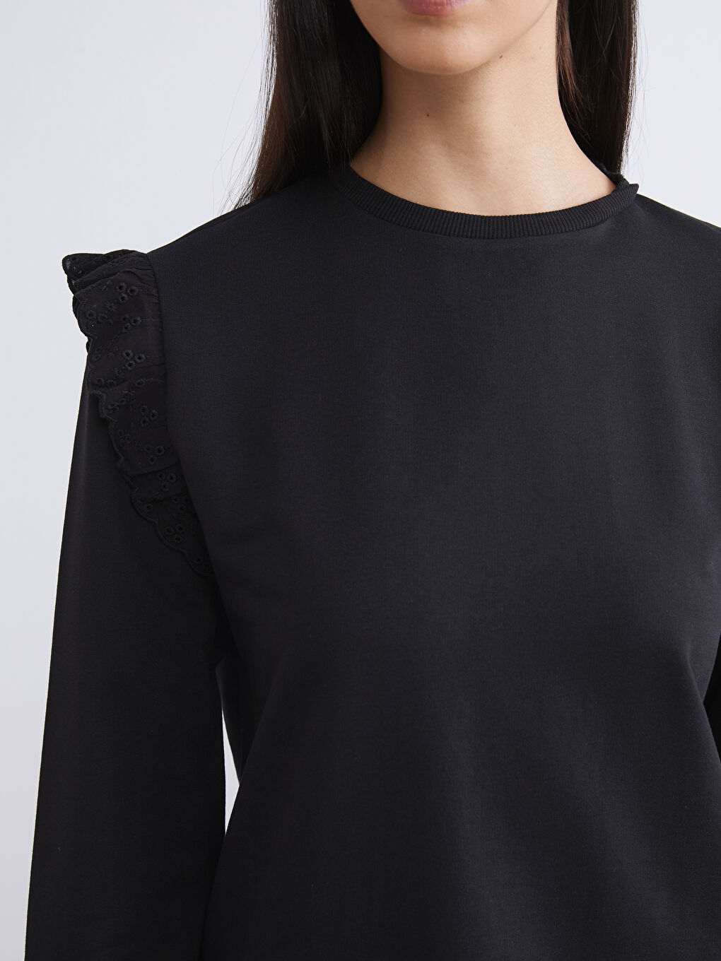 Ženska dukserica tunika sa okruglim izrezom i naborima-2