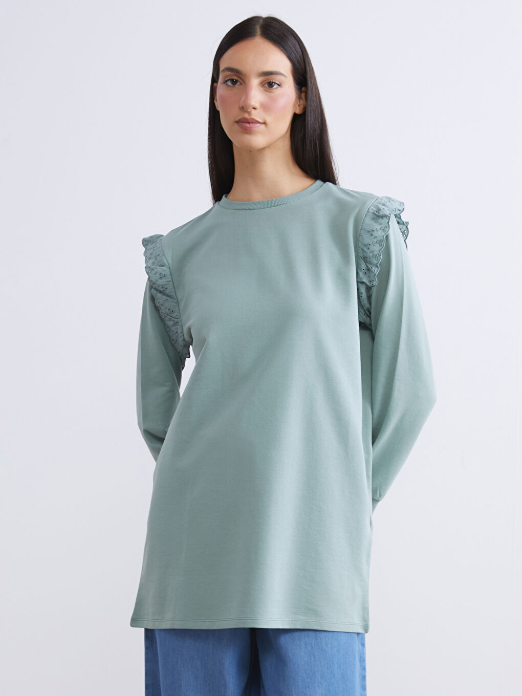 Crew Neck Women's Sweatshirt Tunic