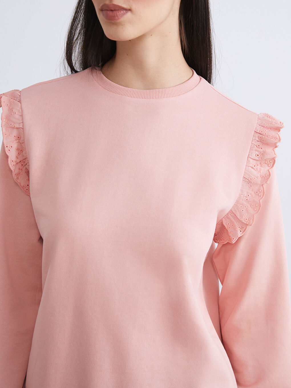 Pembe Bisiklet Yaka Kadın Sweatshirt Tunik-2