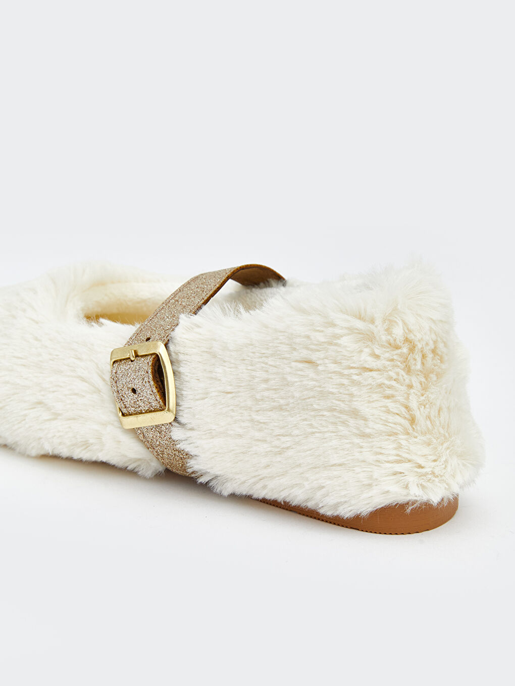 Beyaz İçi Tüylü Pelüş Kadın Babet-4