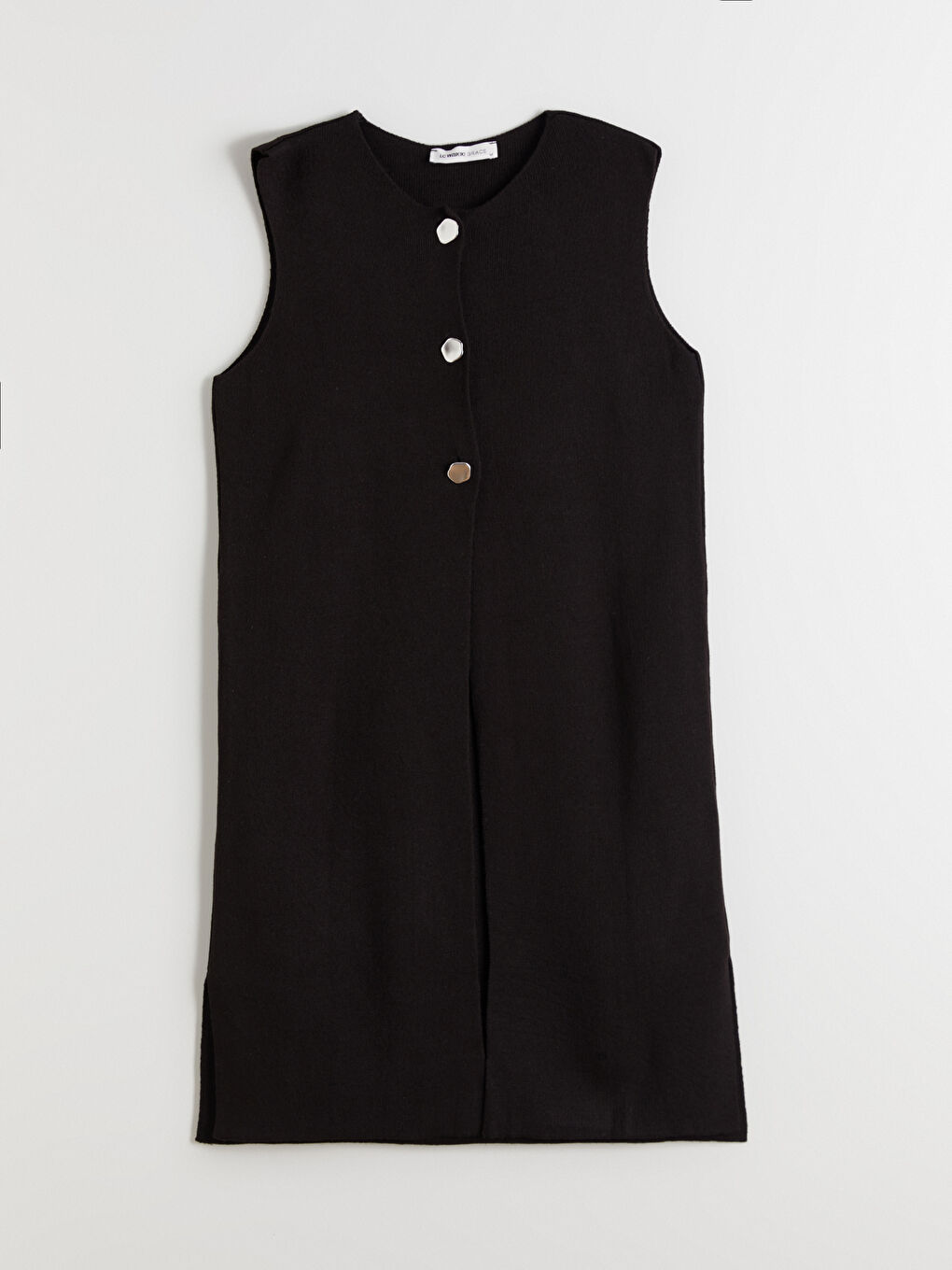 Siyah Düğme Detaylı Kadın Triko Yelek-4