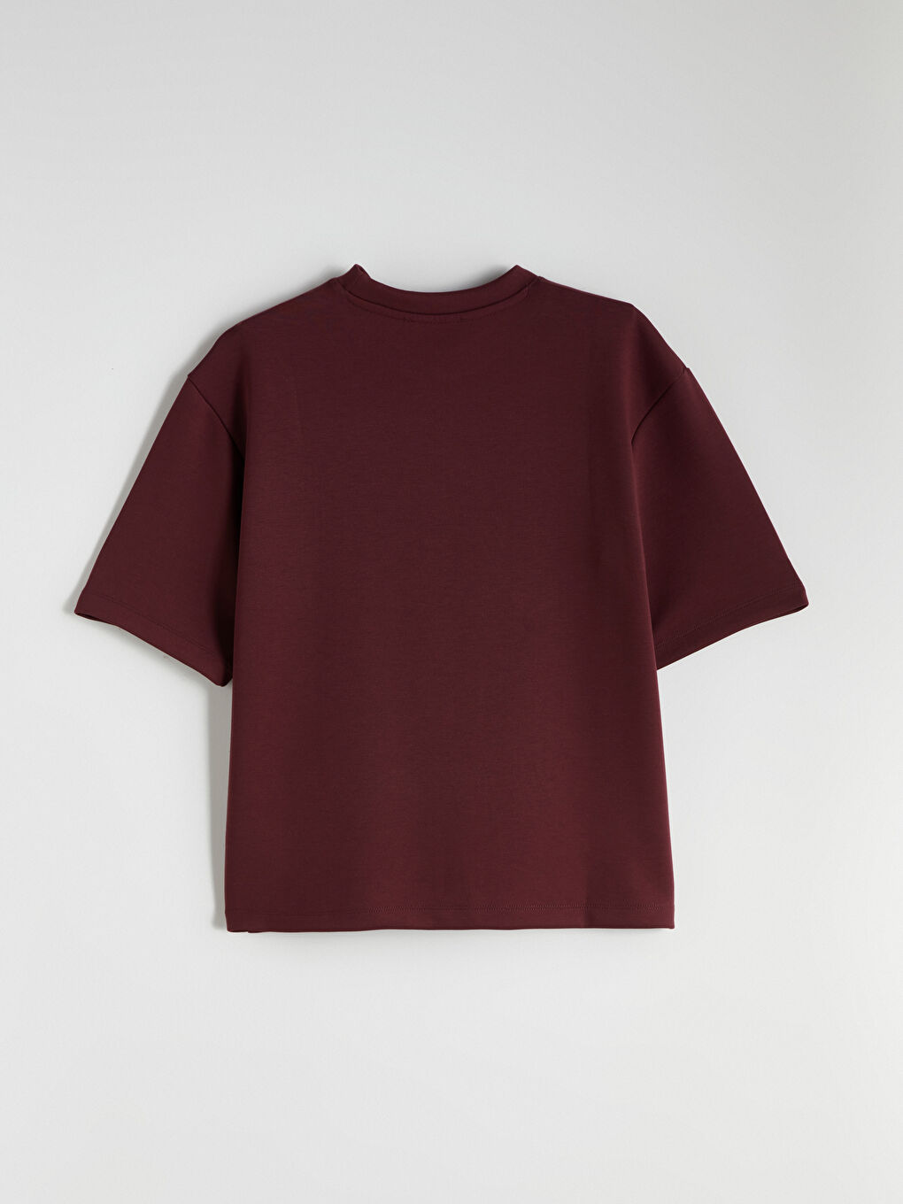 Bordo Bisiklet Yaka Kadın Tişört-5