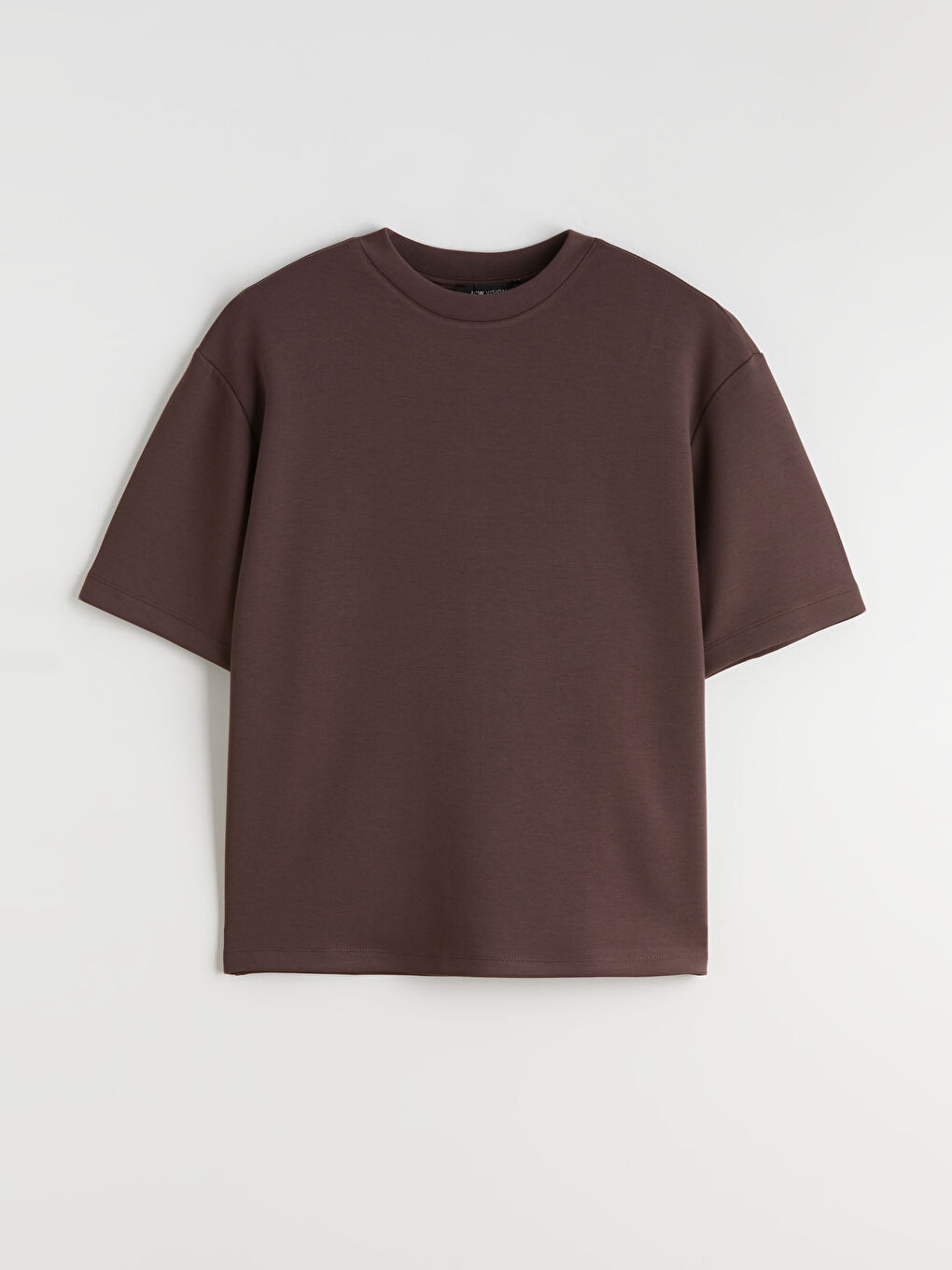 Kahverengi Bisiklet Yaka Kadın Tişört-5