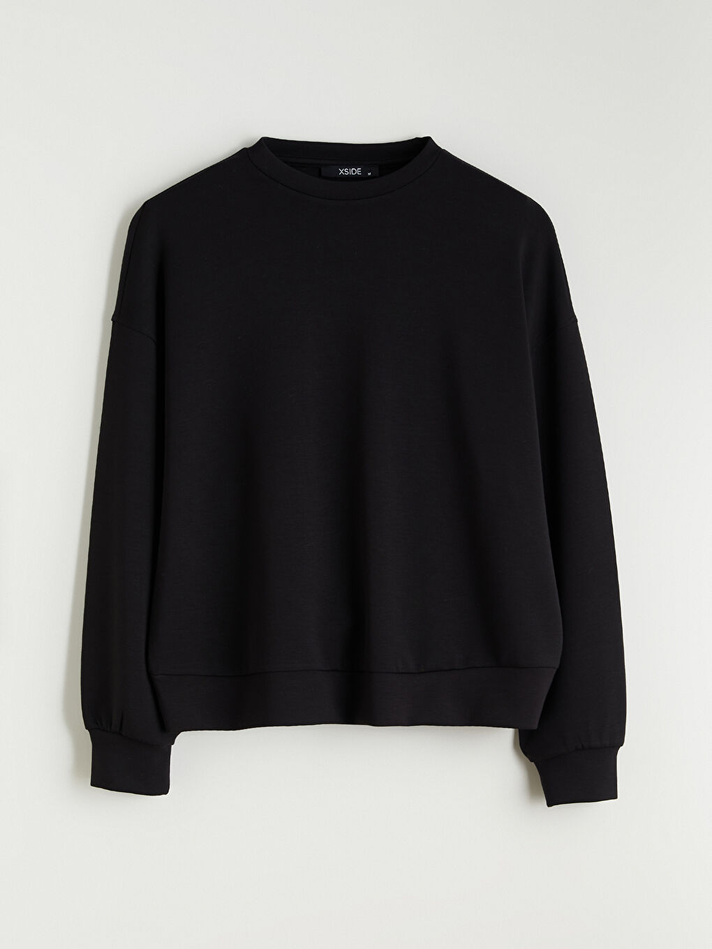 Siyah Bisiklet Yaka Oversize Kadın Sweatshirt-4