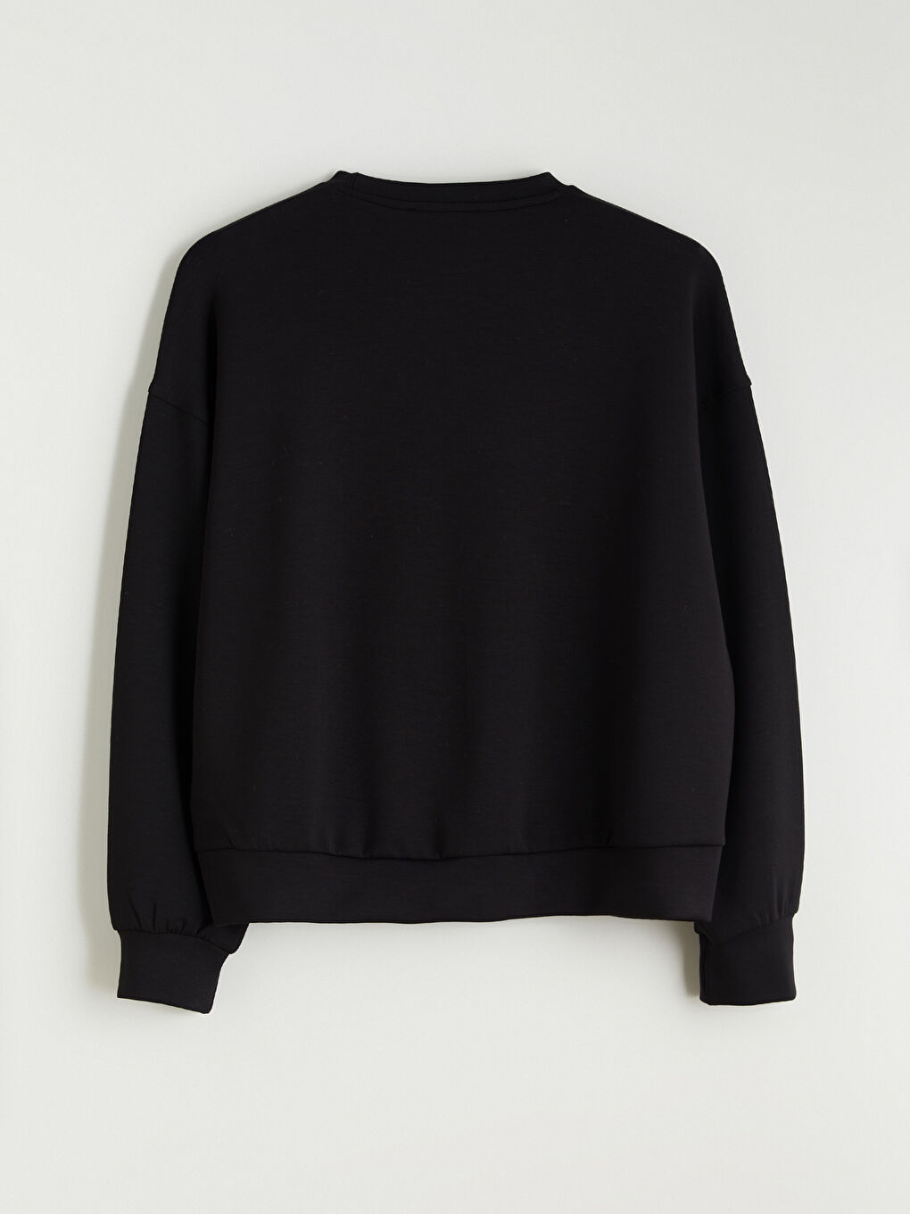 Siyah Bisiklet Yaka Oversize Kadın Sweatshirt-5
