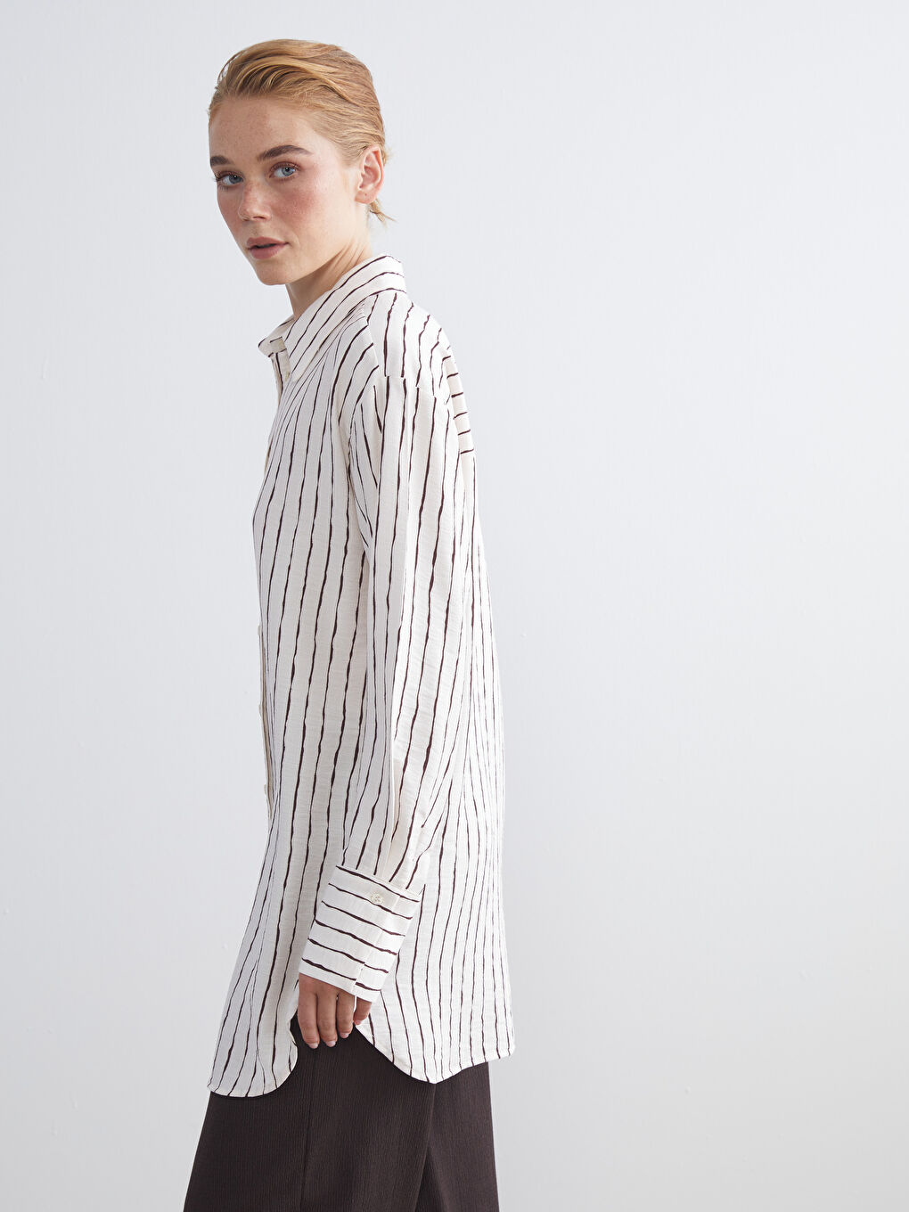 LCW Modest Striped Women's Shirt Tunic -W5I257Z8-LEW