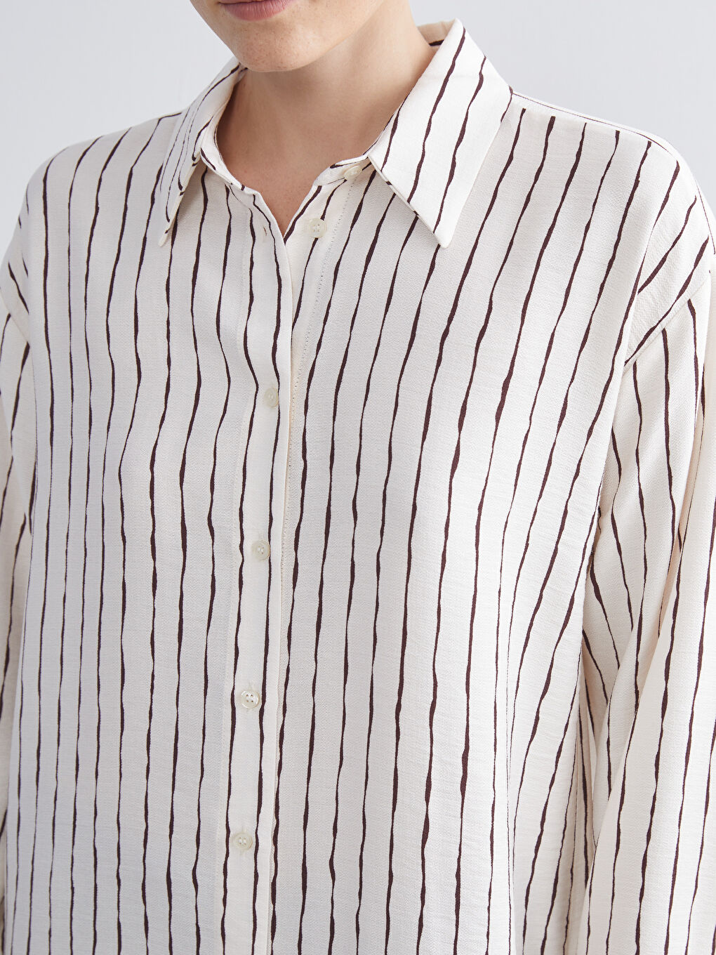 LCW Modest Striped Women's Shirt Tunic -W5I257Z8-LEW