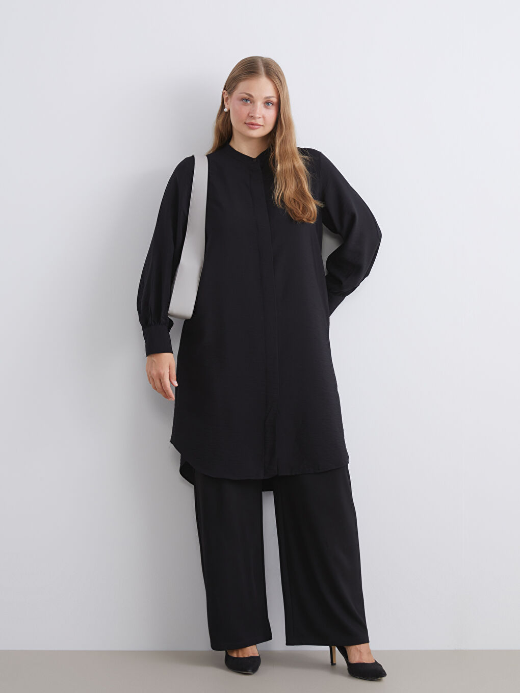 Siyah Hakim Yaka Kadın Gömlek Tunik-1