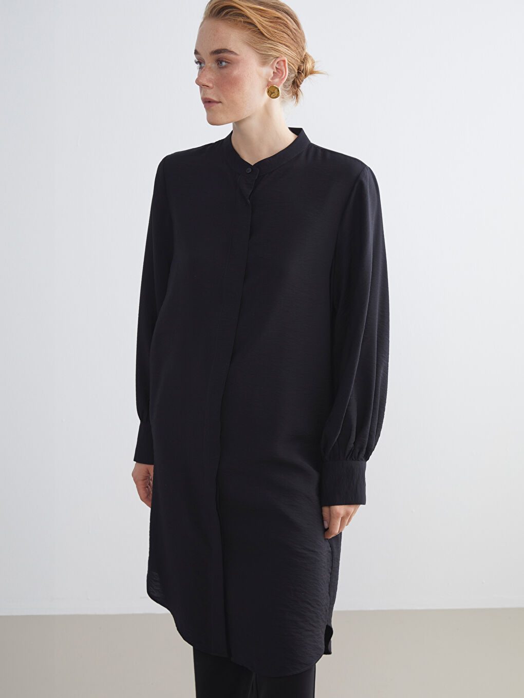 LCW Modest Риза-туника с яка тип дядо за жени -W5I272Z8-RQL