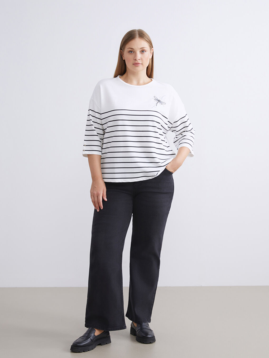 Crew Neck Striped Jersey Women's T-Shirt-9