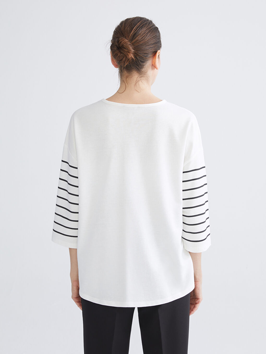 Crew Neck Striped Jersey Women's T-Shirt-7