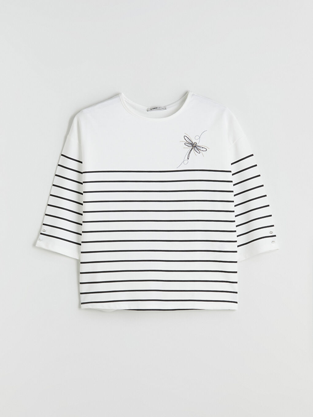 LCW Grace Crew Neck Striped Jersey Women's T-Shirt -W5I279Z8-LEG