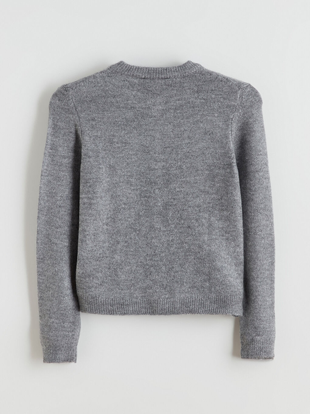 Gri Bisiklet Yaka Kadın Triko Hırka-6