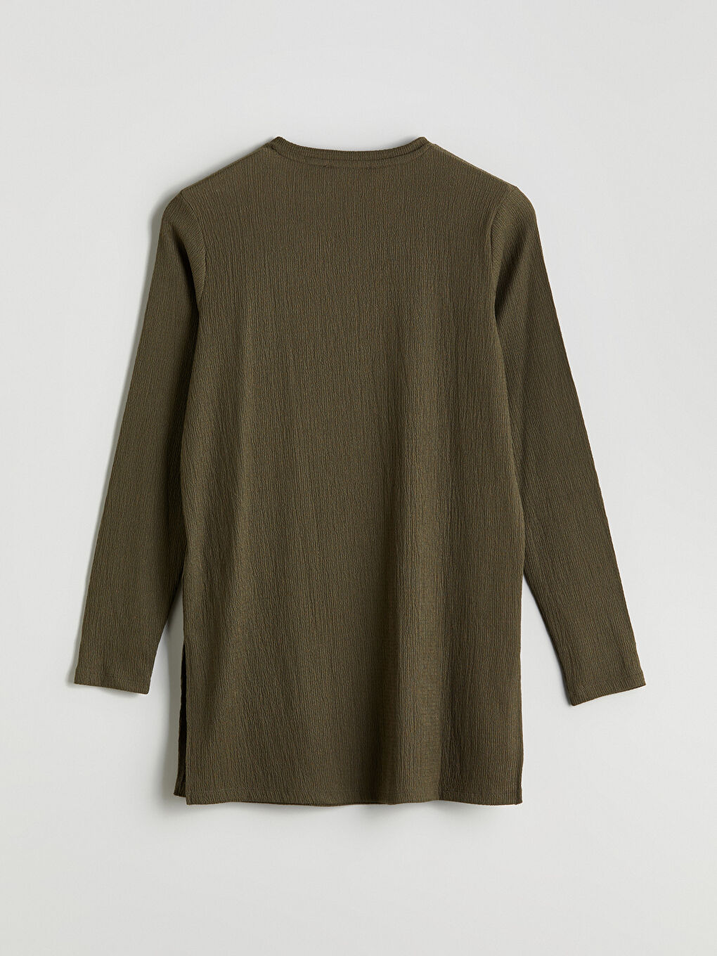 Haki Bisiklet Yaka Dokulu Kadın Tunik-6