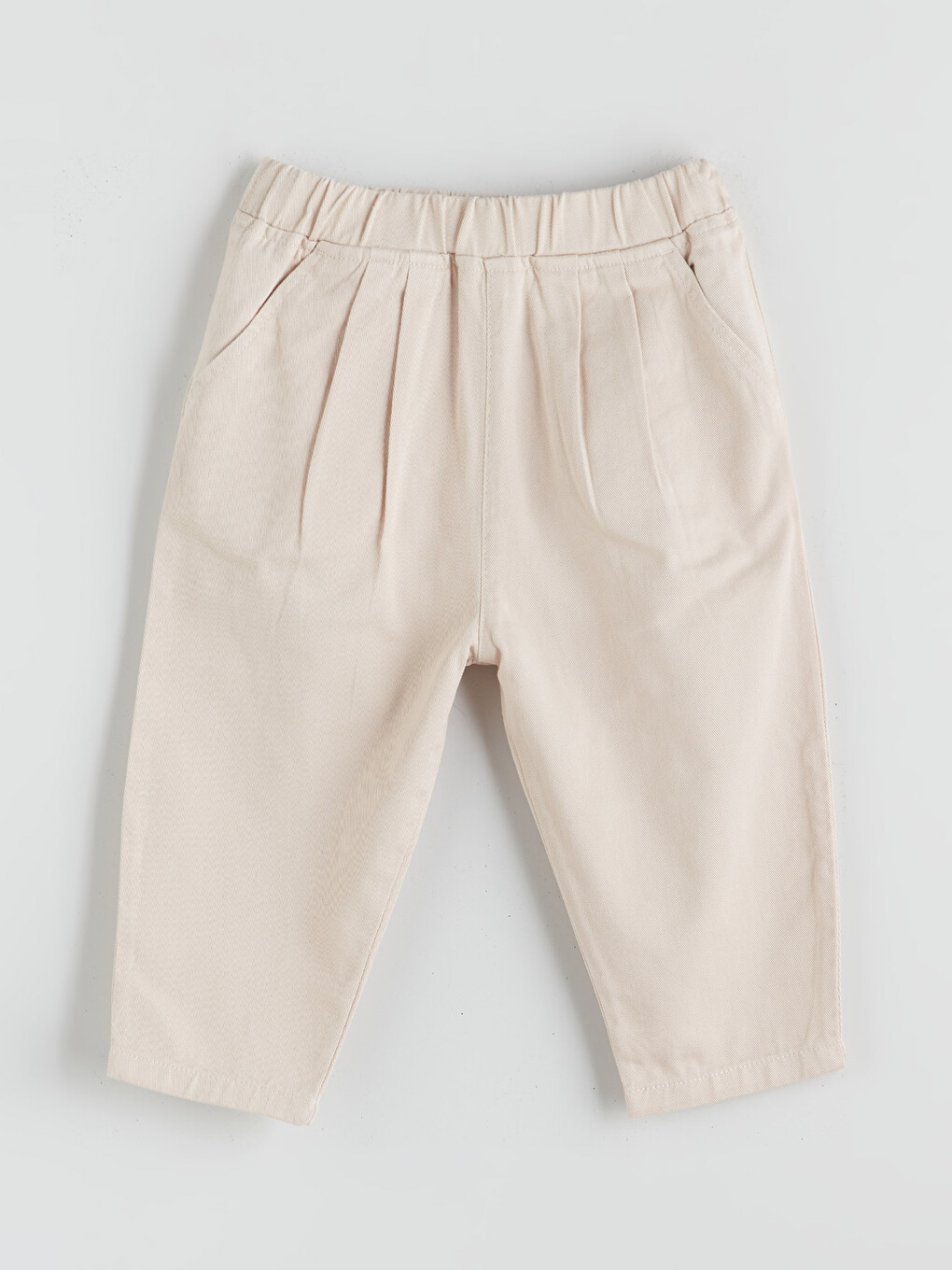 Bej Loose Fit Kız Bebek Gabardin Pantolon