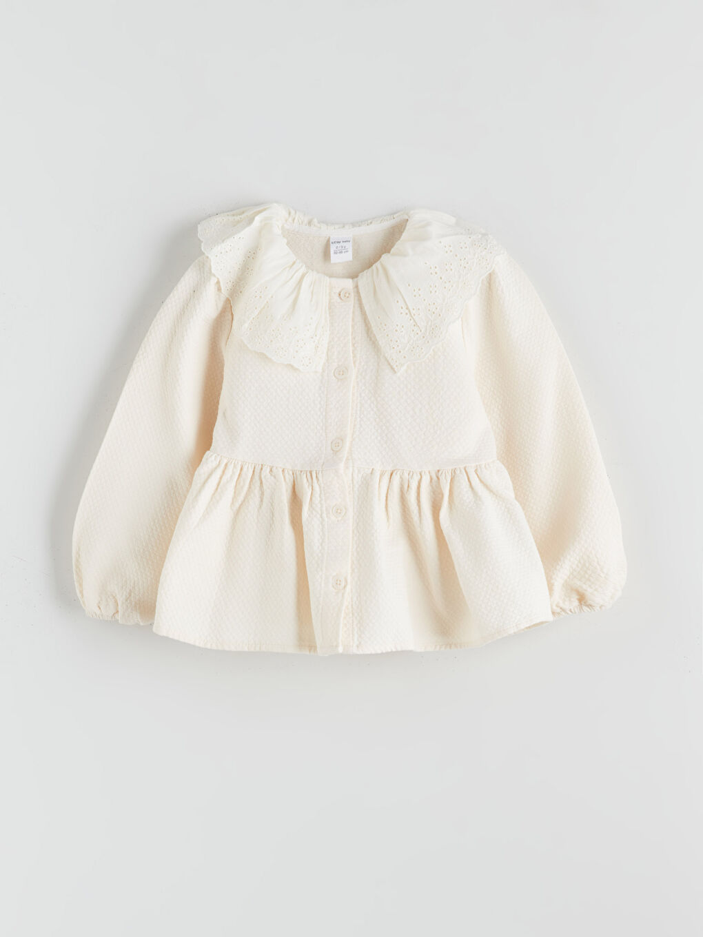 Bej Bebe Yaka Kız Bebek Bluz ve Pantolon 2'li Takım-4