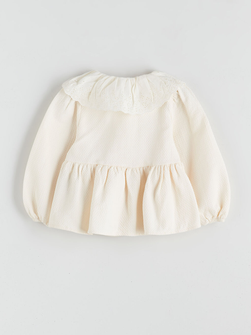 Bej Bebe Yaka Kız Bebek Bluz ve Pantolon 2'li Takım-5