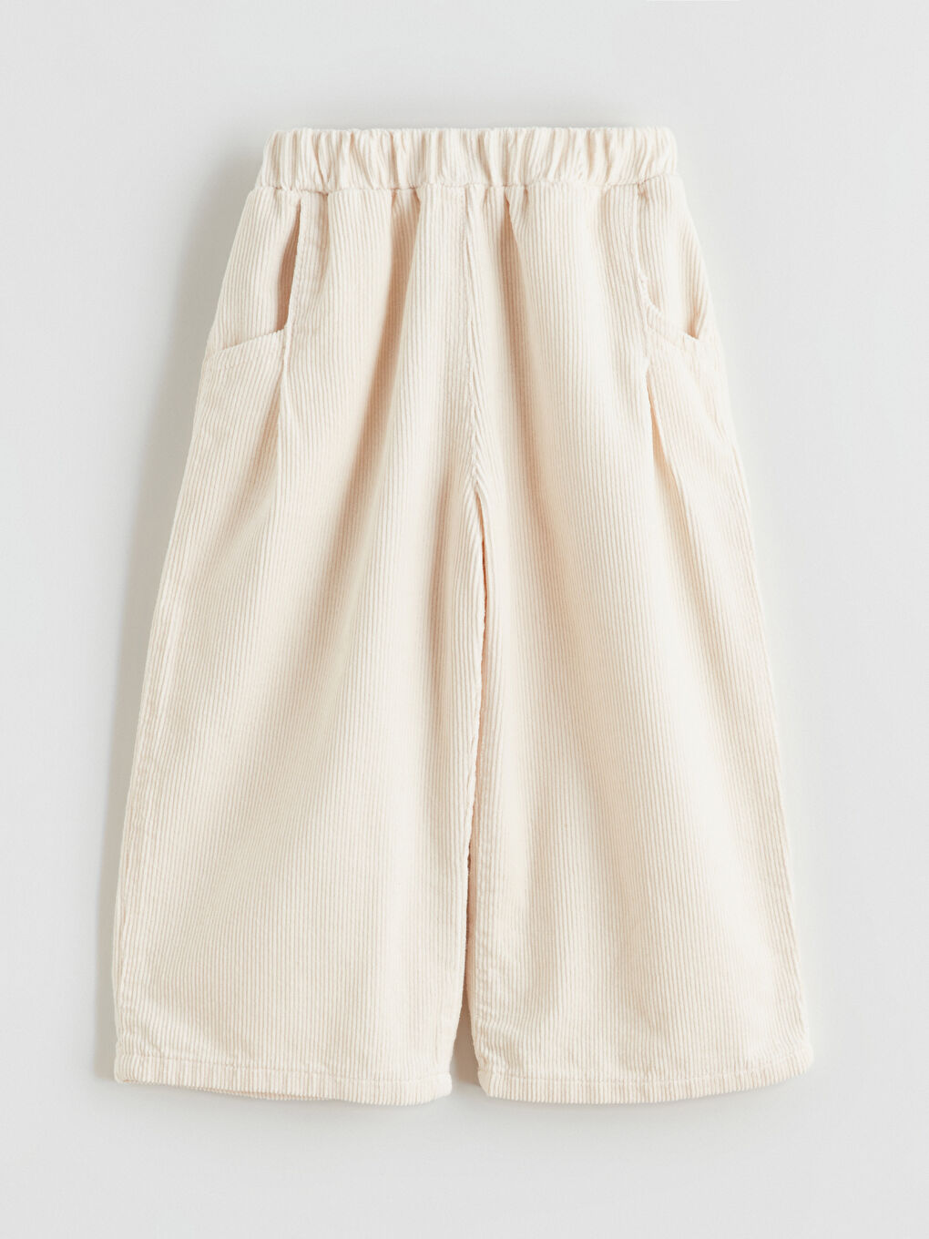 Bej Beli Lastikli Kız Çocuk Pantolon