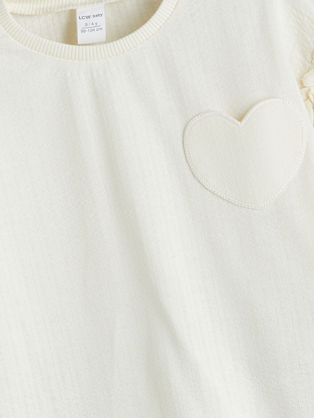 Bej Bisiklet Yaka Kız Bebek Tişört ve Pantolon 2'li-4