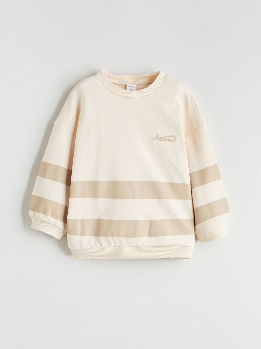 Bej Bisiklet Yaka Erkek Bebek Sweatshirt