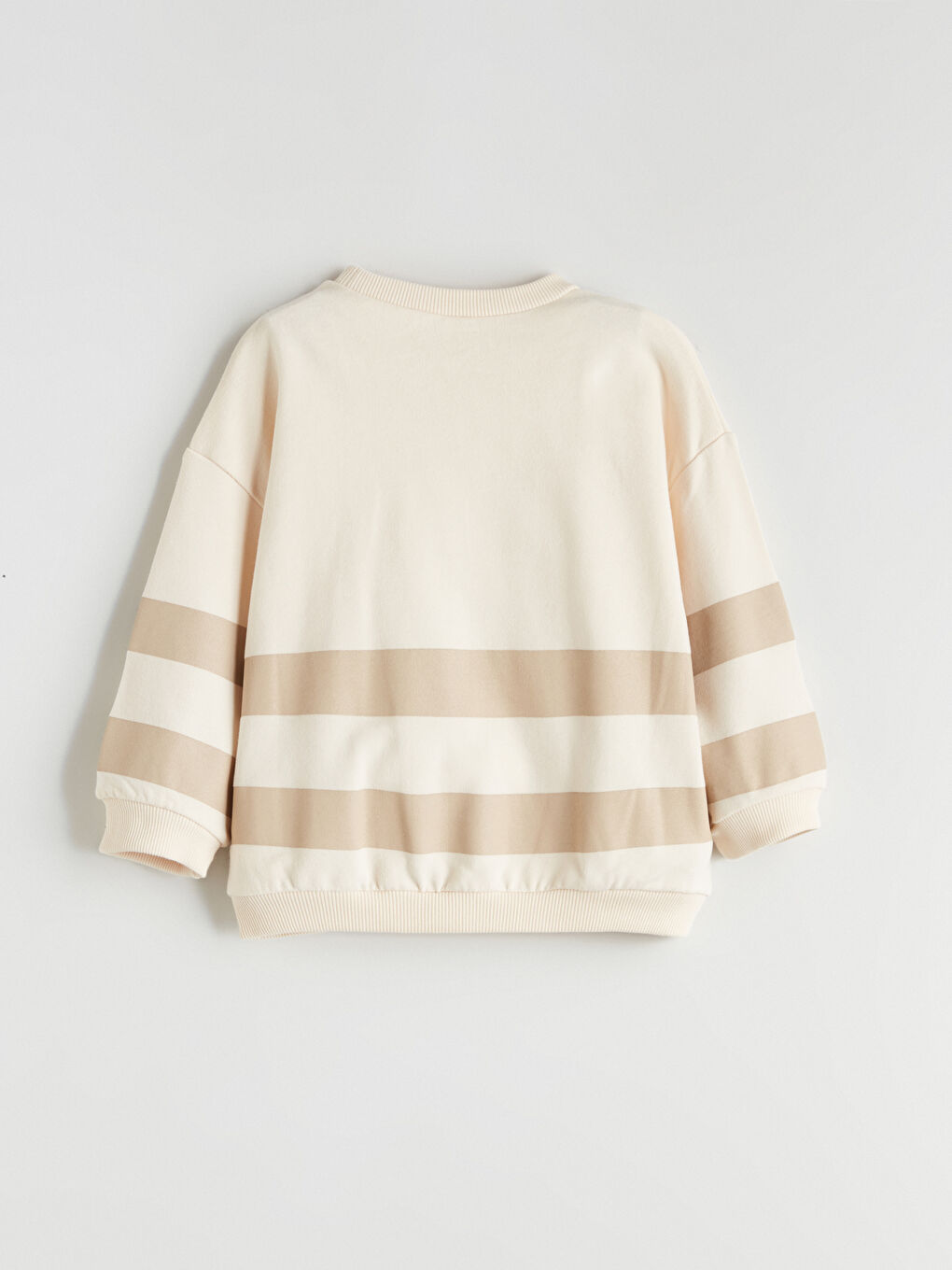 Bej Bisiklet Yaka Erkek Bebek Sweatshirt-2