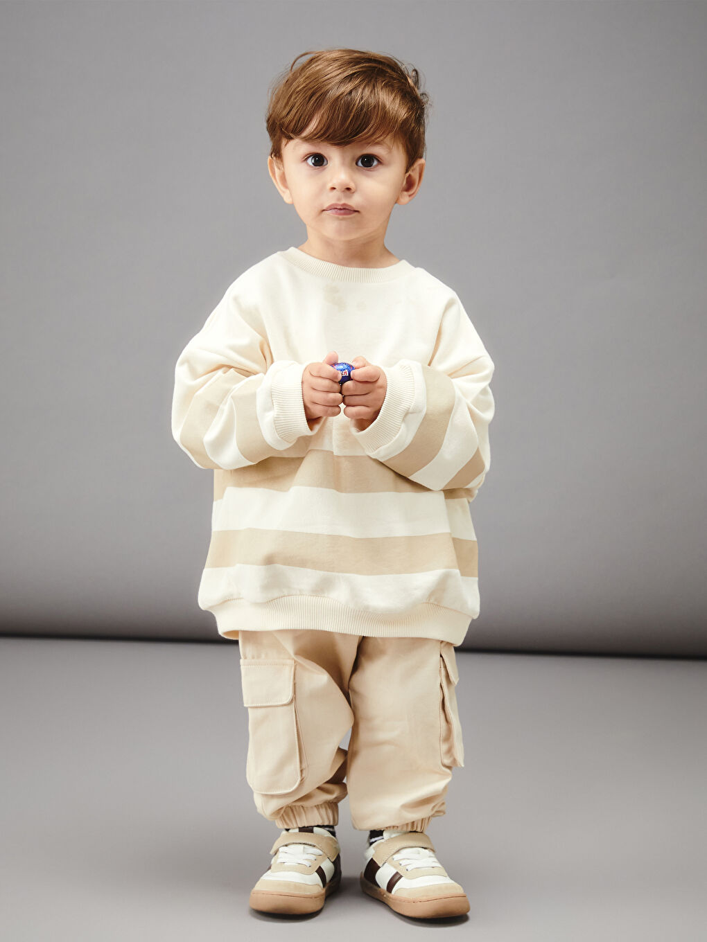 Bisiklet Yaka Baskılı Erkek Bebek Sweatshirt ve Pantolon 2'li-1