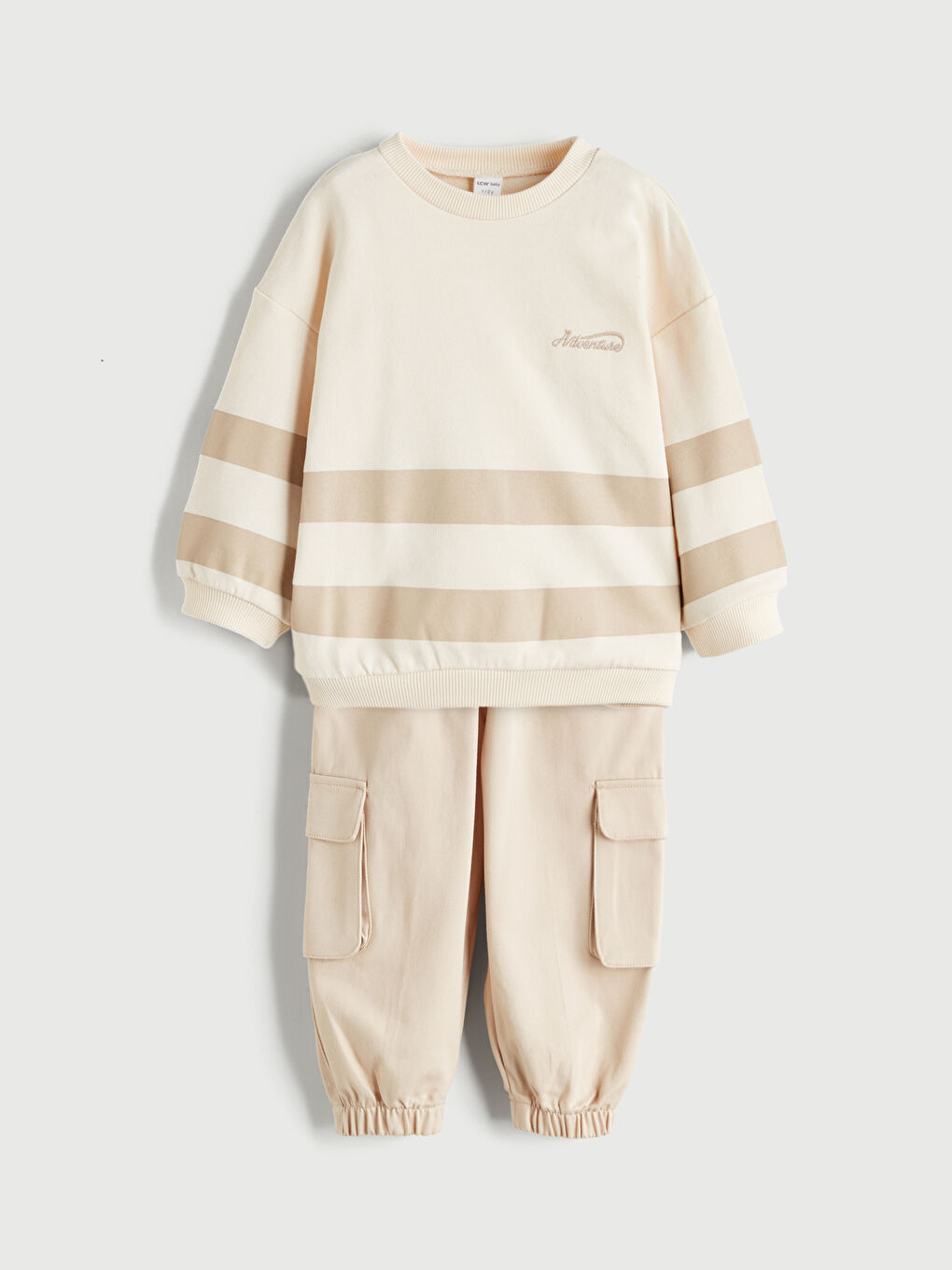 Bisiklet Yaka Baskılı Erkek Bebek Sweatshirt ve Pantolon 2'li