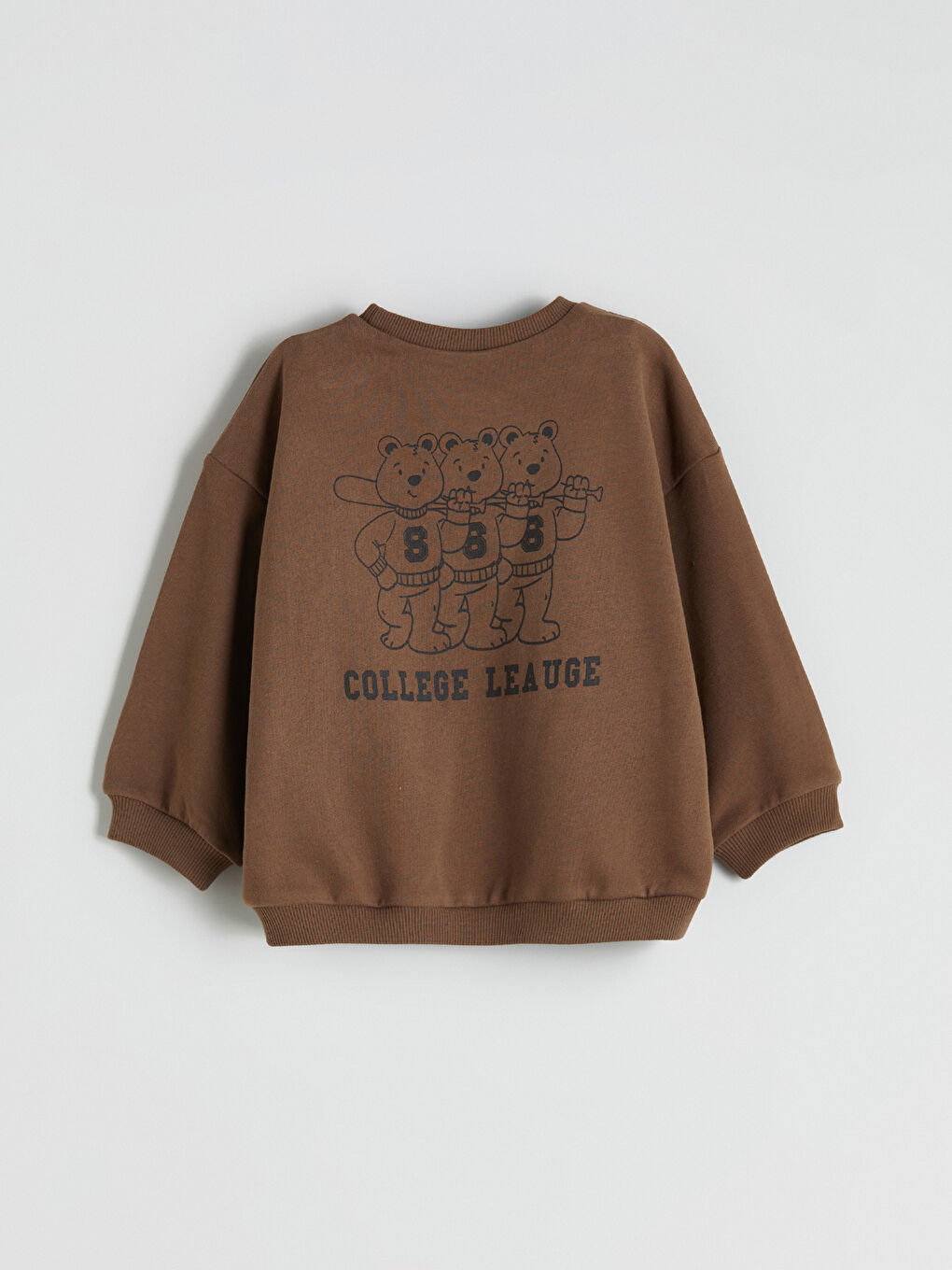 Kahverengi Bisiklet Yaka Baskılı Erkek Bebek Sweatshirt-1