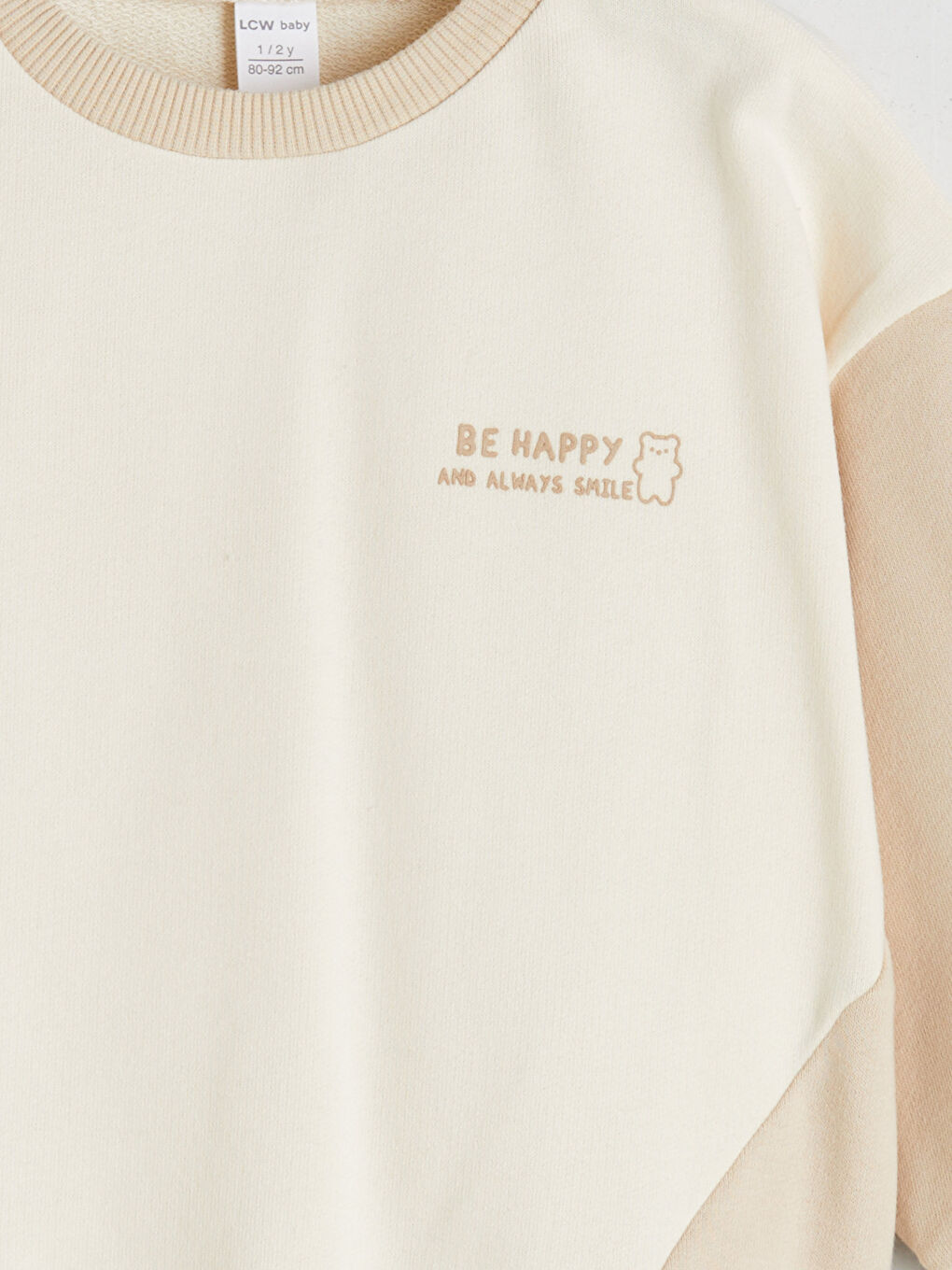 Bej Bisiklet Yaka Baskılı Erkek Bebek Sweatshirt ve Pantolon 2'li-5