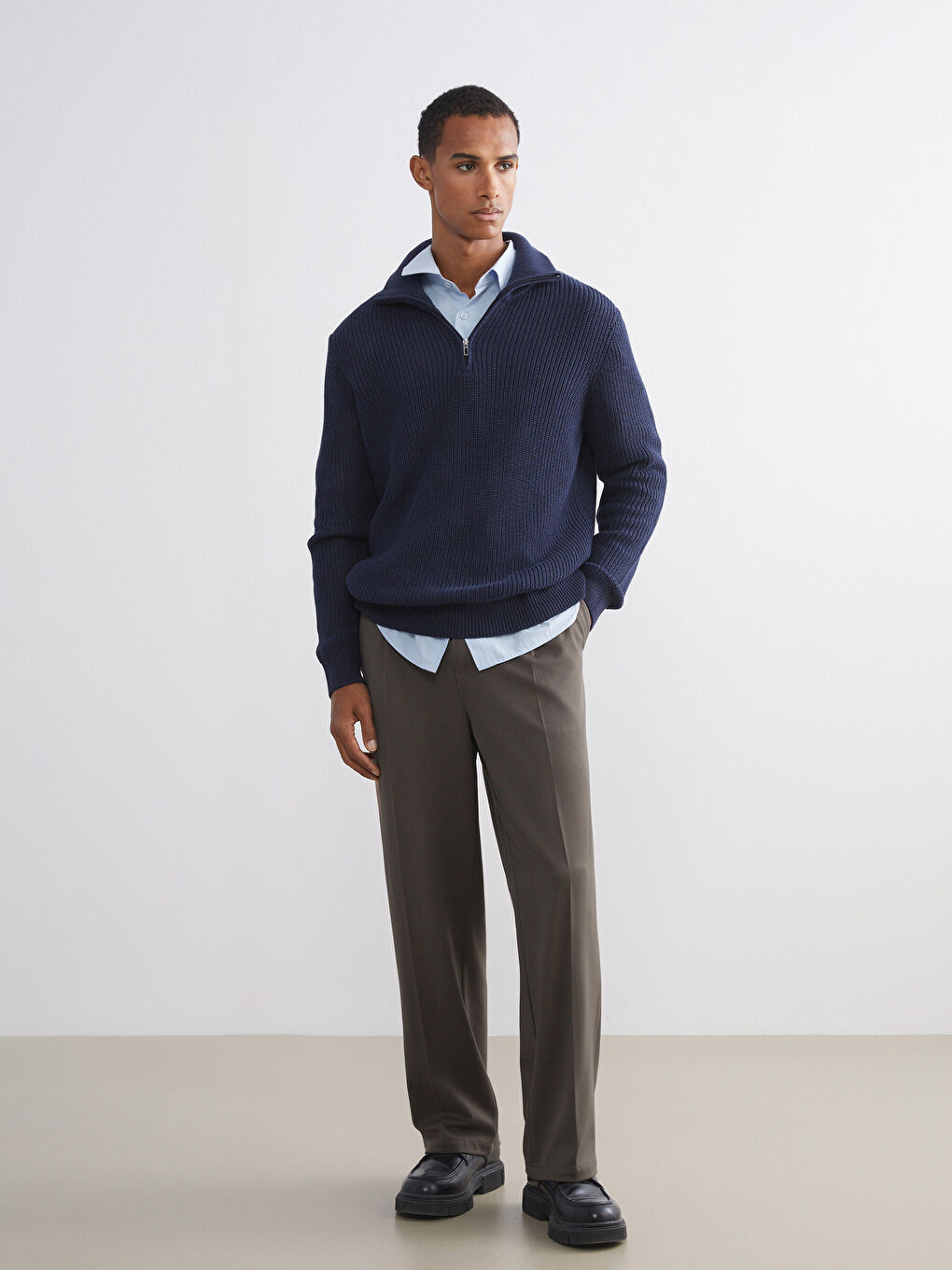 Ерлерге арналған трикотаж жемпір биік жағалы сыдырмалы-1