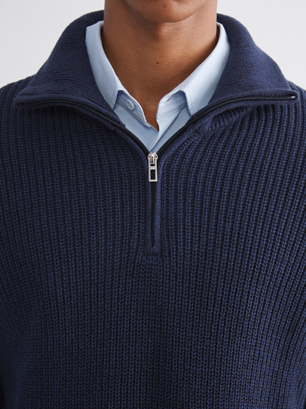 Ерлерге арналған трикотаж жемпір биік жағалы сыдырмалы-2