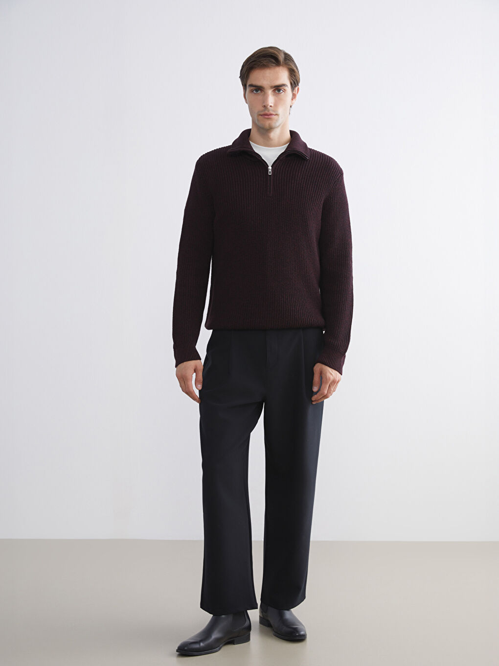 Ерлерге арналған трикотаж жемпір биік жағалы сыдырмалы-1